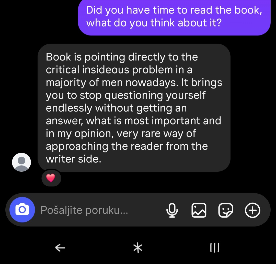 Reader review: the book points directly to a critical problem in most men today.