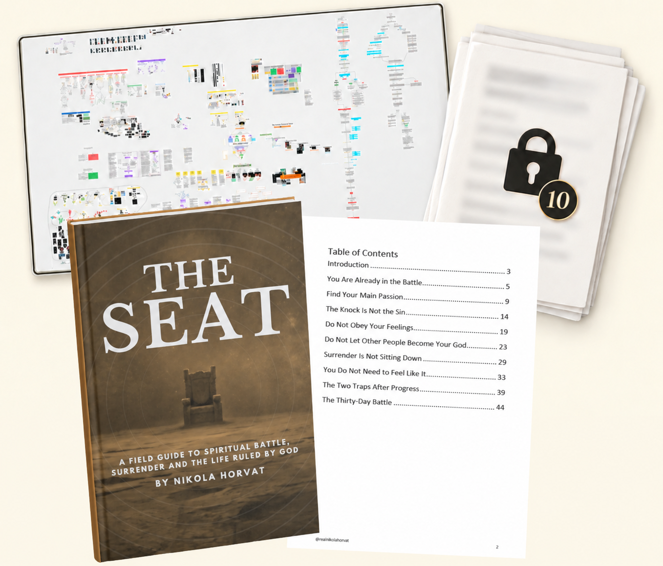 The Seat book, table of contents, and ten working instruments